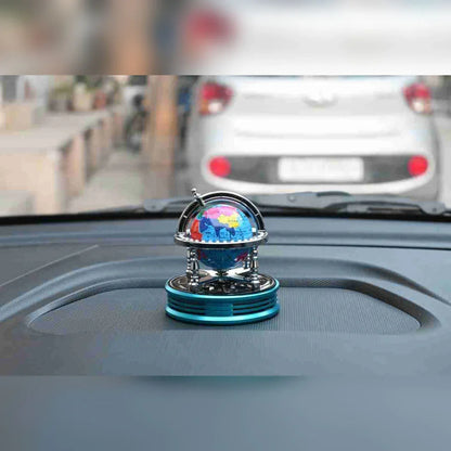 Globe Alloy Solar Energy Spinning Car Aromatherapy Air Freshener with Perfume Liquid – Fragrance Dashboard Air Purifier