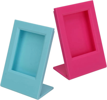 Modern Tilt – L-Shape Freestanding Photo Frame for Instax Mini Prints -Pink+Blue - Jaiman Toys