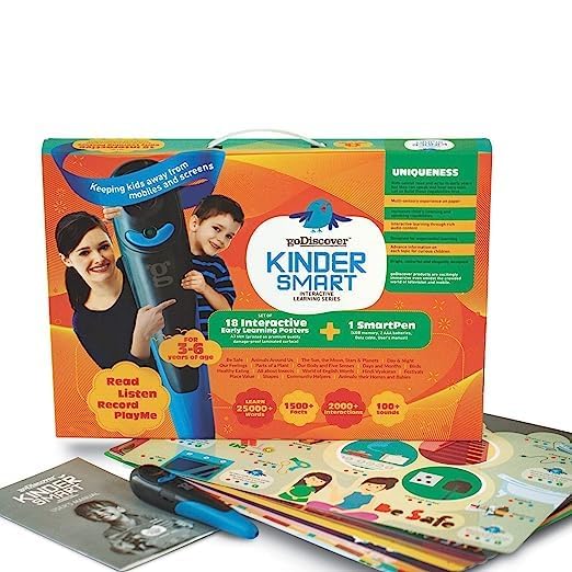 goDiscover Kinder Smart Interactive Learning Posters with Talking Pen | 18 Educational Charts for Kids (3–6 Years)