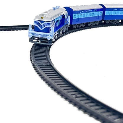 Centy 24-Piece Blue Battery-Operated Passenger Toy Train Set with LED Headlight, 5-Piece Train, Tracks & Manual Track Changer for Kids 3+