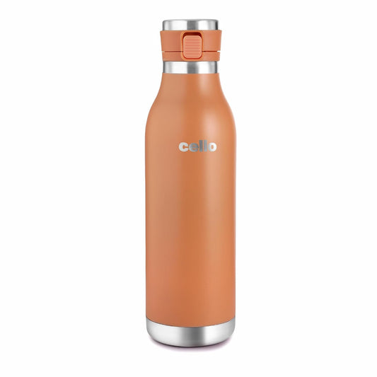 Cello 600ml Vacuum Insulated Stainless Steel Water Bottle | Hot & Cold Flask with One-Touch Lock & Leakproof Lid