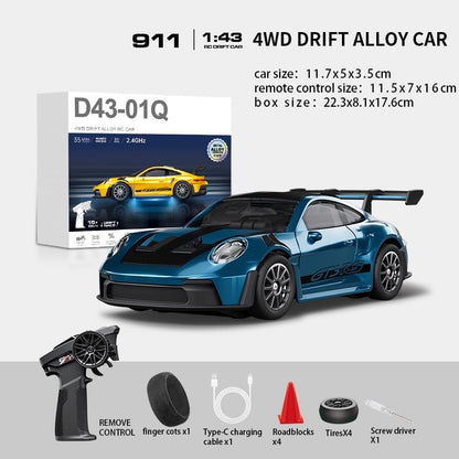 Hstar 1:43 RC Drift Car  2.4GHz 4WD Alloy 20 km/h High-Speed RC Racing Car with Gyro – (Light Blue)