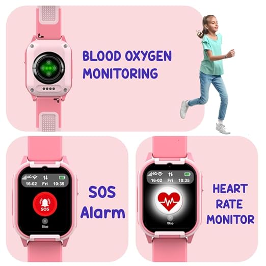 Spiky Gnome 4G Video Calling Smartwatch for Kids – Pink | GPS, SOS, HD Camera- 3 Color Options