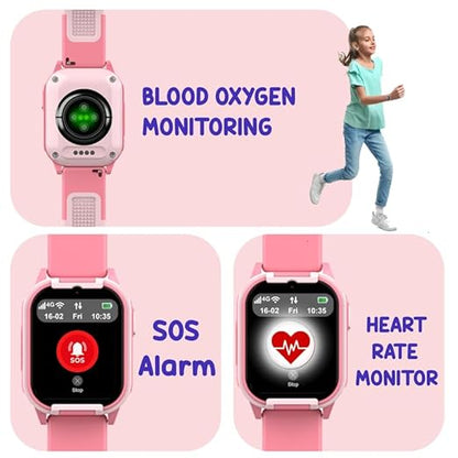 Spiky Gnome 4G Video Calling Smartwatch for Kids – Pink | GPS, SOS, HD Camera- 3 Color Options
