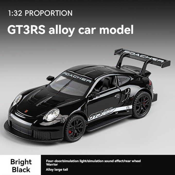 1:32 Porsche 911 GT3 RS Diecast Metal Pull Back Car Model – Openable Doors, Sound & Light | Toy & Collectible (Black) - Jaiman Toys