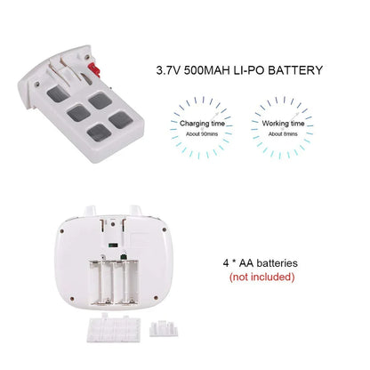 SYMA X5UW-D Radio Controlled Rotatable FPV Camera Drone Altitude Hold Mode One Key Take-Off/Landing App Control RC Quadcopter, White - Jaiman Toys