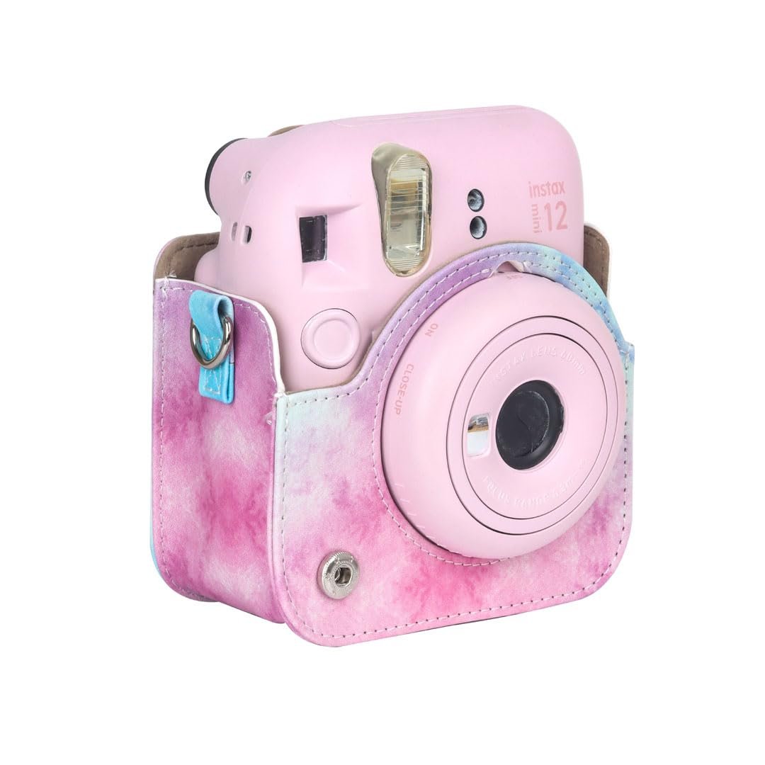 Fujifilms Instax Mini 12 PU Leather Instant Camera Case! Rain Proof &amp; Protective Case with Adjustable Shoulder Strap - PU Leather Soft Cover, Pastel Blue