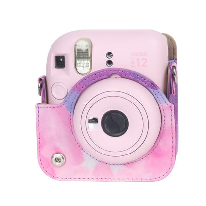 PU Leather Instant Camera Case For Fujifilms Instax Mini 12! Rain Proof &amp; Protective Case with Adjustable Shoulder Strap - PU Leather Soft Cover, Blossom Pink