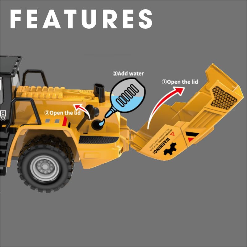 ThinkerPlace Metal Timber Grab with Light, Sound & Spray | Heavy-Duty Friction Powered Log Grab Construction Vehicle Toy