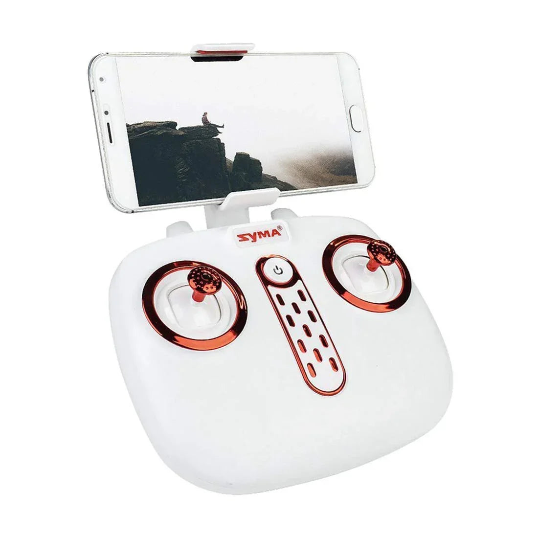 SYMA X5UW-D Radio Controlled Rotatable FPV Camera Drone Altitude Hold Mode One Key Take-Off/Landing App Control RC Quadcopter, White - Jaiman Toys