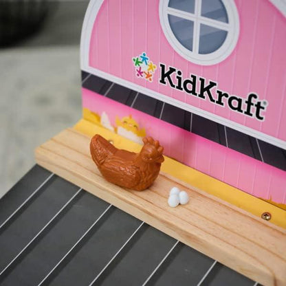 Windmill Elevator 2-in-1 Wooden Barn & Dollhouse with Horse and Lights & Sounds, Over 3 Feet Tall, Pink