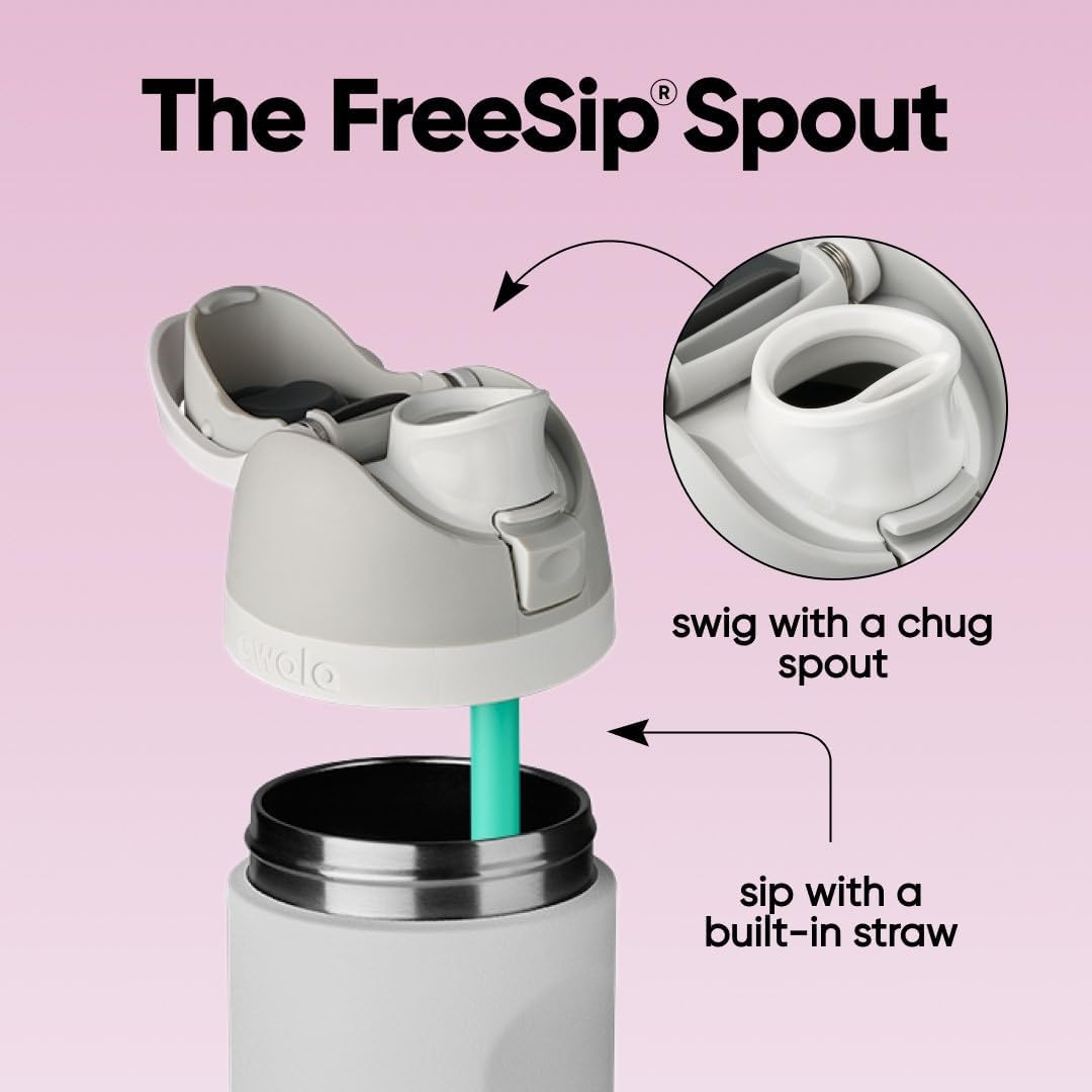 Owala FreeSip 710 ml (24 oz) Insulated Stainless Steel Water Bottle with Push-Button Lid, Built-In Straw, Leak-Proof Lock and Carry Loop