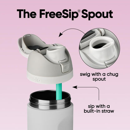 Owala FreeSip 710 ml (24 oz) Insulated Stainless Steel Water Bottle with Push-Button Lid, Built-In Straw, Leak-Proof Lock and Carry Loop