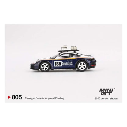 Mini GT Die Cast Collectrors Model Cars: (Porsche 911 Dakar Rallye Design Package White/Gentian Blue Metallic) - Jaiman Toys