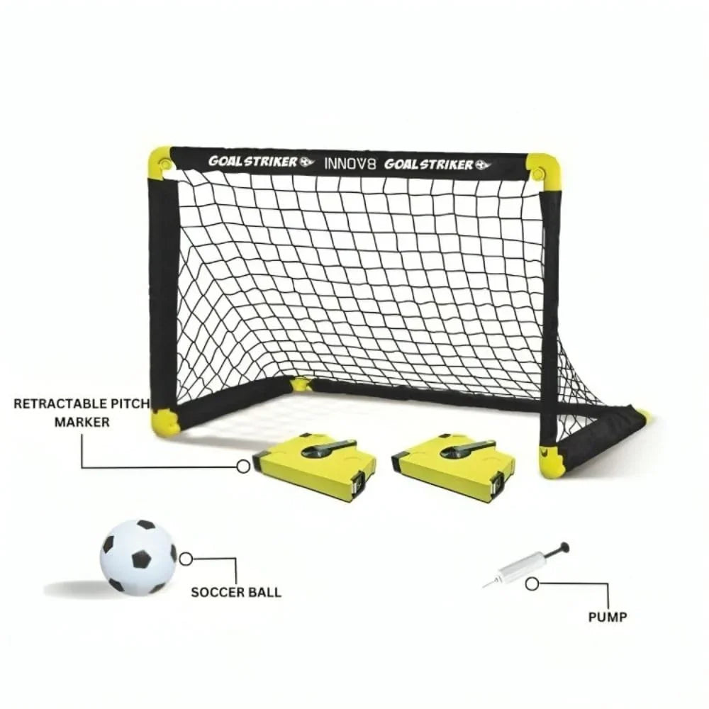 Innov8 Anywhere Soccer Match Set, Portable Football Goals with Ball, Pitch Markers, for Kids 5+ and Adults - Jaiman Toys