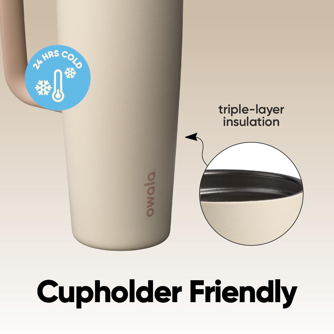 Owala FreeSip 40 oz (1183 ml) Insulated Stainless Steel Tumbler with Built-In Straw, Side Handle and Leakproof Push-Button Lid – Pink & Purple