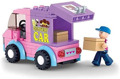 Sluban Girl's Dream Delivery Van Building Block Set M38-B0520 | 102 Pieces | Mini Delivery Truck Construction Toy with Figures | Educational Building Set for Kids