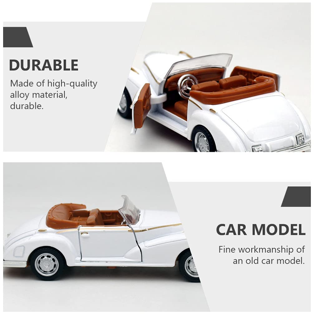 1:32 Scale Classic Convertible Die-Cast Car – Vintage Open Roof Model with Opening Doors (White, 3+ Years)