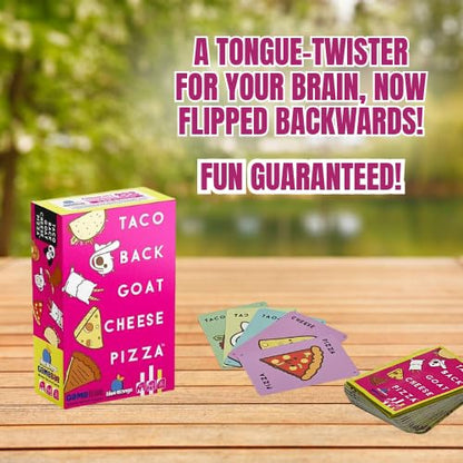 Blue Orange Taco Back Goat Cheese Pizza Card Game | Fast-Paced Family Party Game for Kids & Adults | Ages 8+