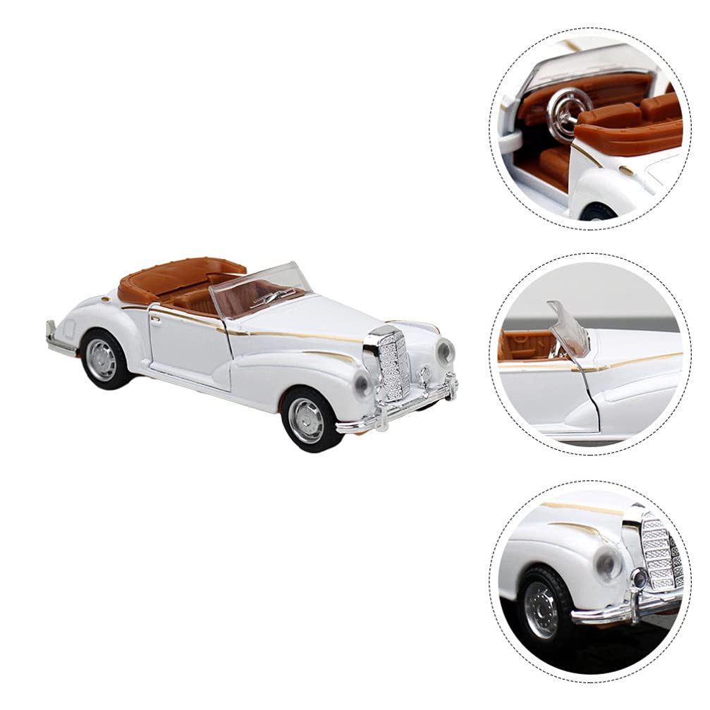 1:32 Scale Classic Convertible Die-Cast Car – Vintage Open Roof Model with Opening Doors (White, 3+ Years)