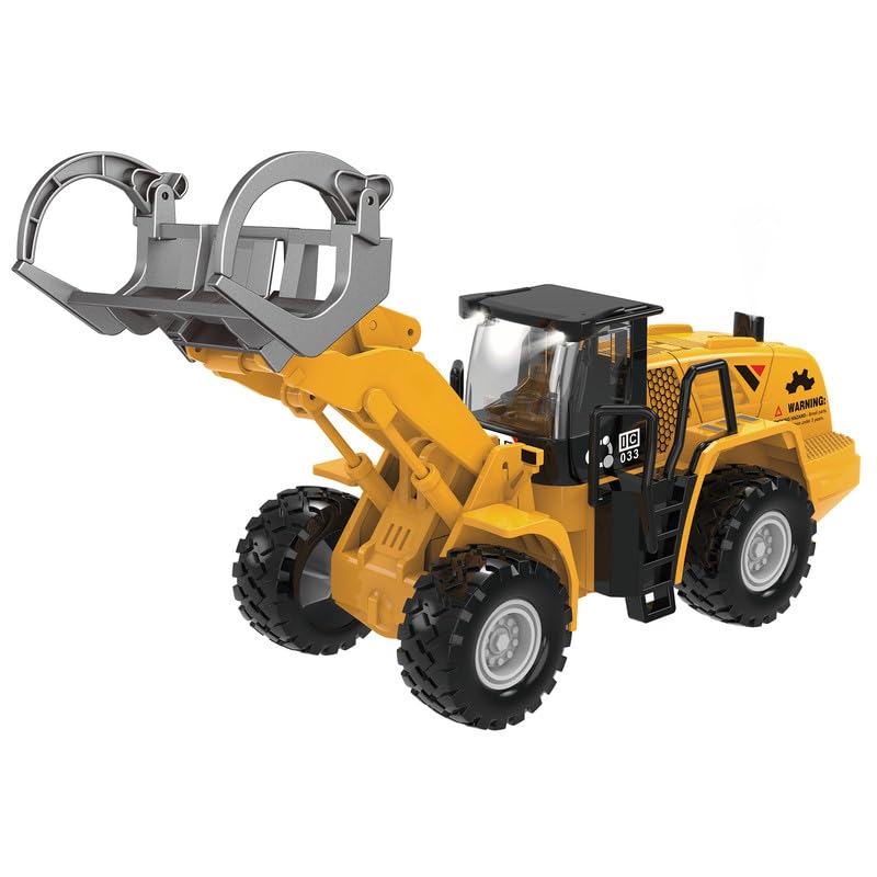 ThinkerPlace Metal Timber Grab with Light, Sound & Spray | Heavy-Duty Friction Powered Log Grab Construction Vehicle Toy