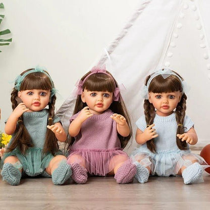 Lifelike Reborn Baby Girl Doll – Toddler with Realistic Sound & Brown Hair