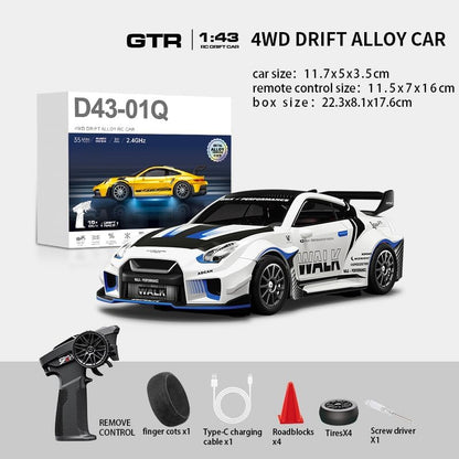 Hstar 1:43 RC Drift Car  2.4GHz 4WD Alloy 20 km/h High-Speed RC Racing Car with Gyro – (White)