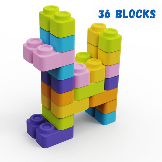 Zephyr Learning Steps Infant Building Blocks – 36 Soft & Squeezable Blocks, Ages 5 Months+