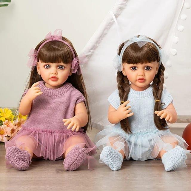 Lifelike Reborn Baby Girl Doll – Toddler with Realistic Sound & Brown Hair