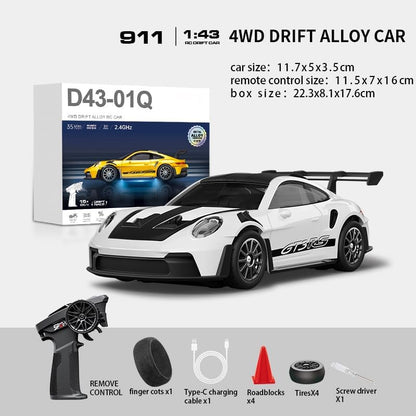 Hstar 1:43 RC Drift Car 2.4GHz 4WD Alloy 20 km/h High-Speed RC Racing Car with Gyro