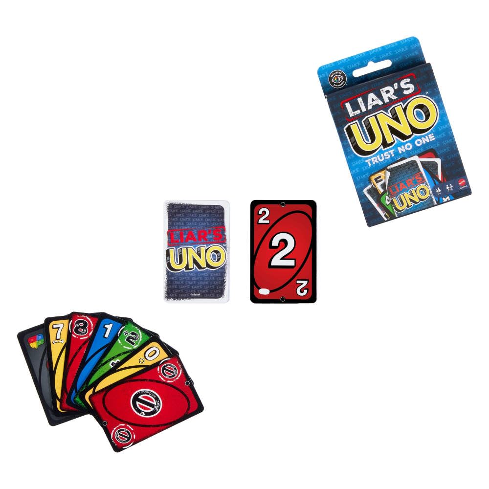 Mattel Games Liar’s UNO Card Game for Adults, Kids, Families, Parties & Game Nights, Travel Fun, Outwit Other Players with Bluffing & Trickery
