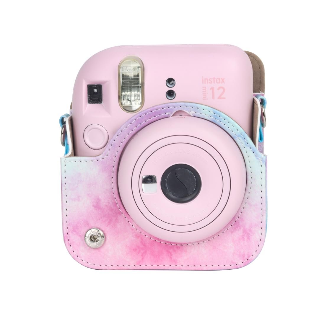 Fujifilms Instax Mini 12 PU Leather Instant Camera Case! Rain Proof &amp; Protective Case with Adjustable Shoulder Strap - PU Leather Soft Cover, Pastel Blue