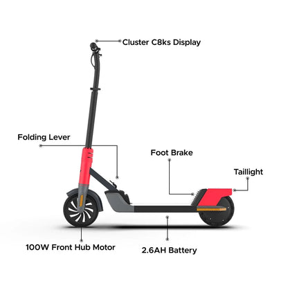EMotorad Lil E Junior Electric Kick Scooter – Foldable Frame, 100W Motor, 2.6Ah Battery, for Kids 6+ Years - Jaiman Toys