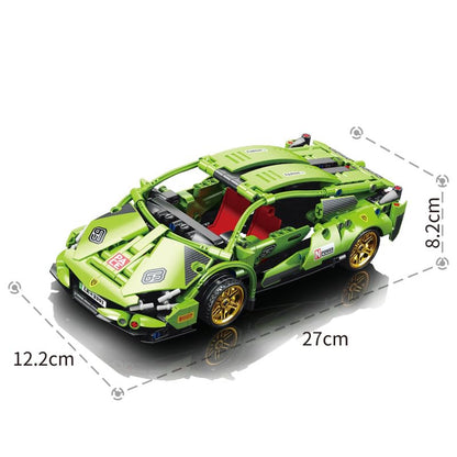 Thinker Place 1:18 DIY Blocks Pull-Back Car – Green | Buildable STEM Construction Racing Toy for Kids 8+