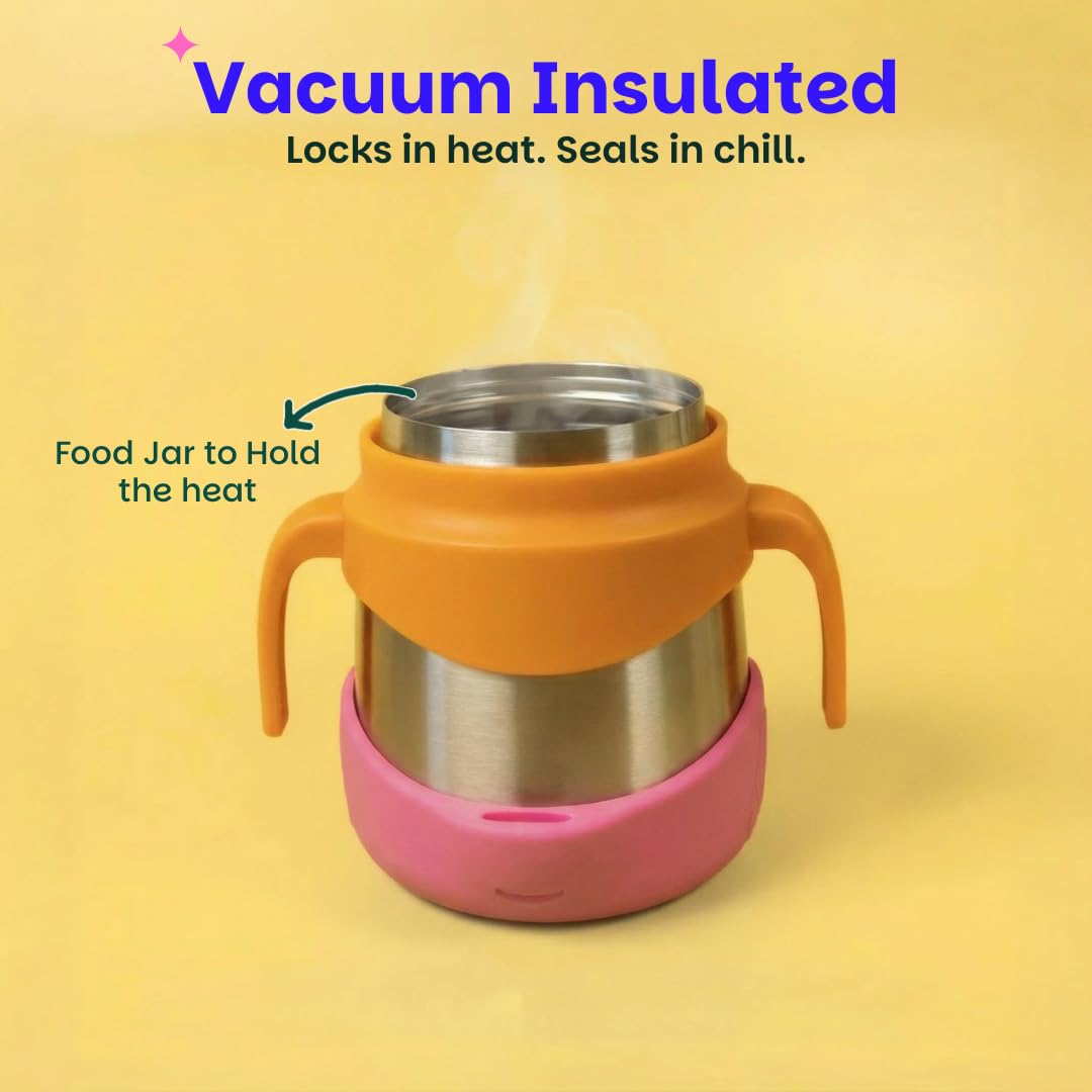 Basil ThermoTot 320ml Kids Insulated Food Jar – 304 Stainless Steel Vacuum Lunch Box with Handle & Spork