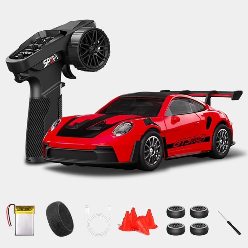 Hstar 1:43 RC Drift Car  2.4GHz 4WD Alloy 20 km/h High-Speed RC Racing Car with Gyro – (Red)