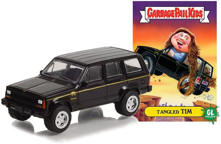 Greenlight Garbage Pail Kids – 1993 Jeep Cherokee with Tangled Tim Peelable Sticker (1:64 Scale Die-Cast) - Jaiman Toys
