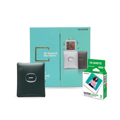 Fujifilm Instax Square Link Smartphone Instant Photo Printer+ 10 Films –Starter Kit, - 2 Color Options