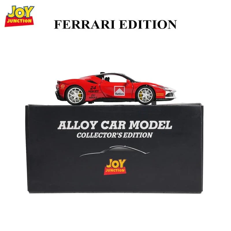 JOY JUNCTION Ferrari Marlboro 1:32 Alloy Die-Cast Model Car – Pull Back Toy Car with Openable Doors, Light & Music (Multicolor) - Jaiman Toys