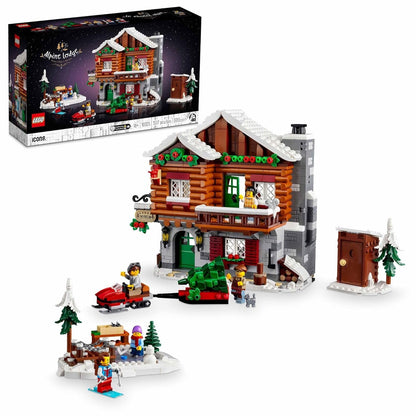 LEGO Icons Alpine Lodge Model Building Kit, Gift for Adventurers and Outdoor Lovers, Fun Family Construction Project, Build a Model Bed-and-Breakfast, 10325