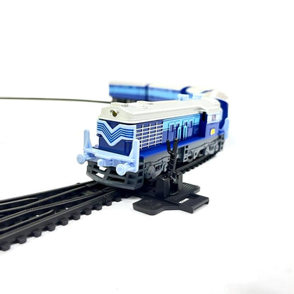 Centy 24-Piece Blue Battery-Operated Passenger Toy Train Set with LED Headlight, 5-Piece Train, Tracks & Manual Track Changer for Kids 3+