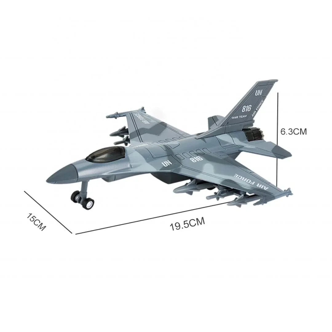 Airplane 1:400 Scale Twin-Engine Jet Fighter Model with Light & Sound – Premium Die-Cast Metal Collectible (F-16 Type) - Jaiman Toys