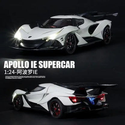 Joy Junction Apollo IE Smoke 1:24 Scale Die-Cast Hypercar Model with Sound & Light – Pull Back Metal Sports Car Toy for Collectors