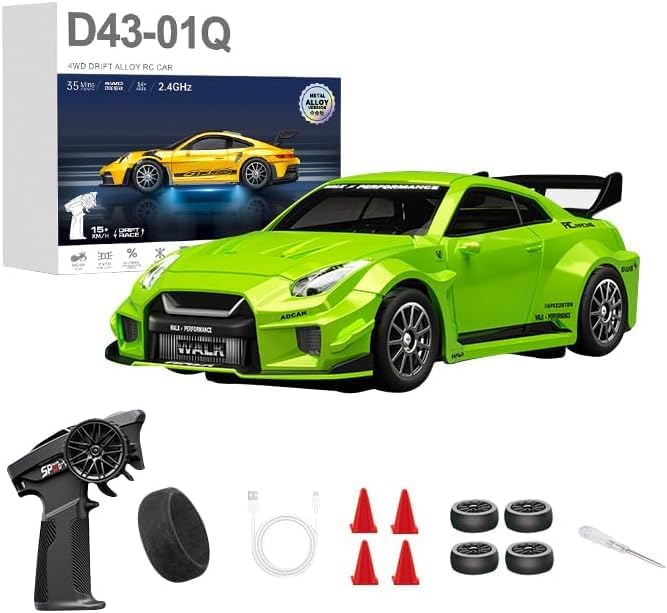 Hstar 1:43 RC Drift Car 2.4GHz 4WD Alloy 20 km/h High-Speed RC Racing Car with Gyro