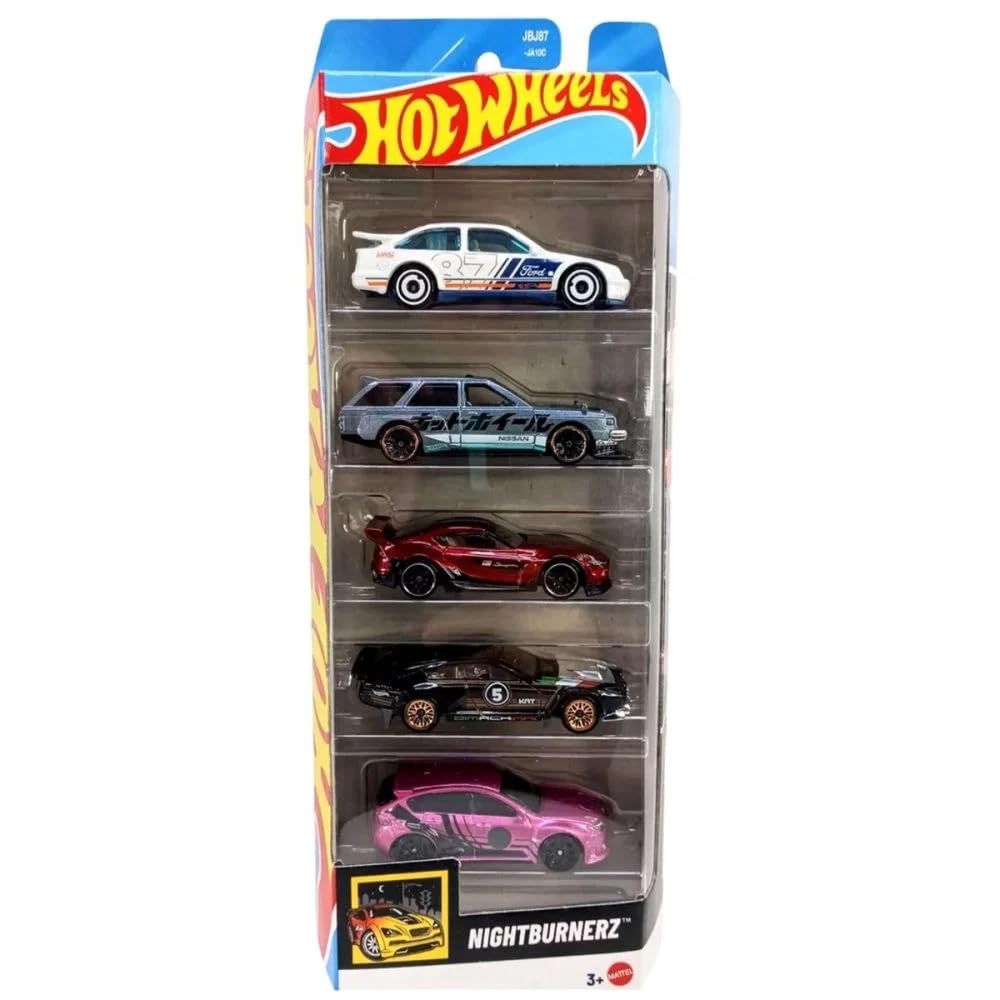 Hot Wheels Nightburnerz 5-Pack Die-Cast Cars Set | 1:64 Scale Collectible Racing Vehicles