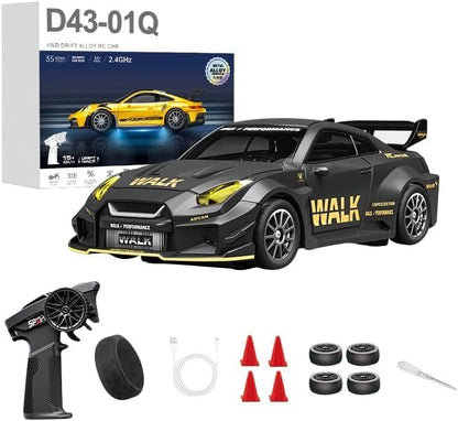 Hstar 1:43 RC Drift Car 2.4GHz 4WD Alloy 20 km/h High-Speed RC Racing Car with Gyro