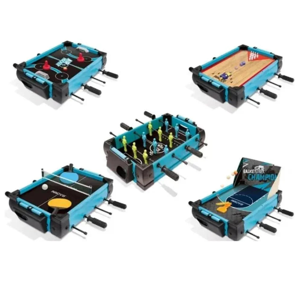 Innov8 Multi-Table Game Set, 5-in-1 Sports Games, Football, Billiards, Hockey, Basketball, Table Tennis, 43cm x 30cm x 25cm, for Ages 5+ - Jaiman Toys