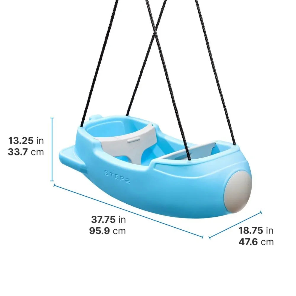 Step2 Rocket Double Swing – Blue, Two-Seater Outdoor Swing with Safety Belts - Jaiman Toys