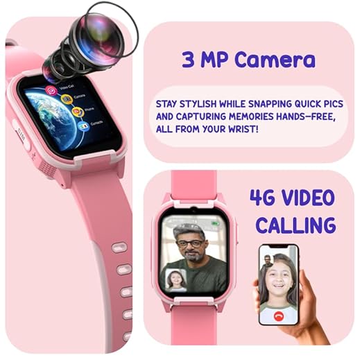 Spiky Gnome 4G Video Calling Smartwatch for Kids – Pink | GPS, SOS, HD Camera- 3 Color Options