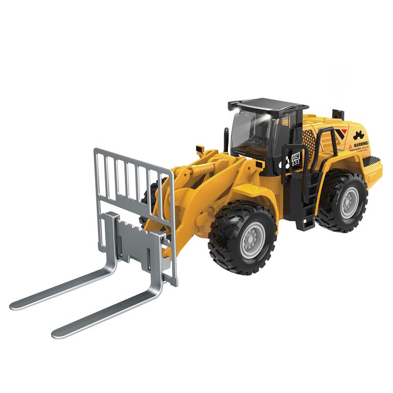 ThinkerPlace Metal Forklift with Light, Sound & Spray | Heavy-Duty Friction Powered Construction Vehicle Toy